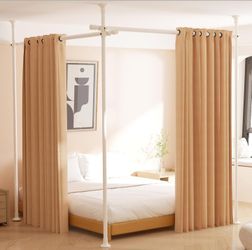 Room Divider, No Drilling Curtain Rod for Room Separation, 4-10ft (H) 28-114inch(W) Adjustable Heavy Duty Floor to Ceiling Tension Rod Wall Dividers
