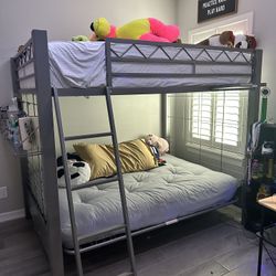 Metal Twin Bunk Over Futon