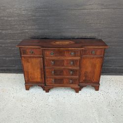Antique Inlaid Dresser Console Buffet Cabinet