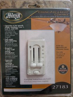 Hunter Ceiling Fan & Light Control Dual-Slide Switch 27183 Dimming White