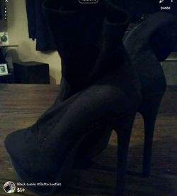 Black suede stiletto booties