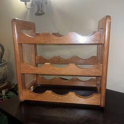 Vintage Wood & Cane Wicker Wine Rack Bohemian Jay Imports