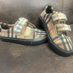 BURBERRY Markham Check Grip-Strap Sneaker N7022 Kids Size 26