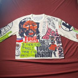 Y2K Cropped T Shirt Mid Long Sleeve Men Women Hip Hop Graffiti Style Graphic