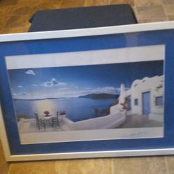 Vintage George M E I F Canvas Print Photo Greek Island Wall Art Signed