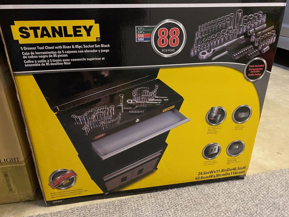 New In Box Stanley Tool Chest With 88 Tools