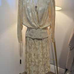 Argenti 100% Silk Two Piece Set – Blouse & Skirt – Size 12 – Vintage Style