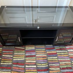 Glass Top Two Door TV Stand  