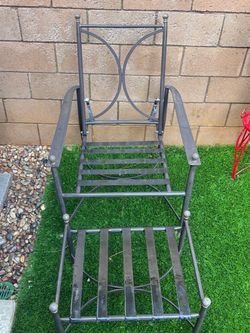 Set of 2 Heavy-Duty Metal Reclining Patio Chairs w/ Footrests