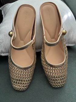 Xin Jing Shoes. Gold woven Mary Jean Mules size 10 (43)