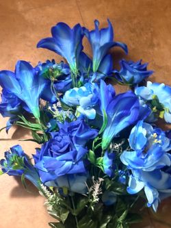 Large artificial blue floral  arrangement