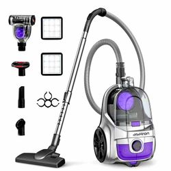 Aspiron Canister Vacuum, 1600W Bagless Canister Vacuum Cleaner, Auto Cord Rewind, H13 HEPA Filter