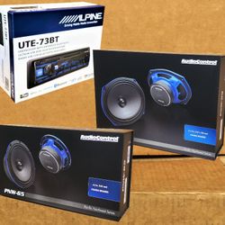 Alpine Single Din Bluetooth USB Auxiliary Am Fm Stereo AudioControl 6 1/2" & 6"x9" Speakers Package 🚨 Payment Options Available 🚨 No Credit Needed