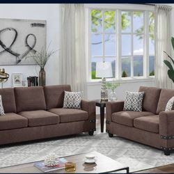 Brand New Chocolate Sofa & Loveseat
