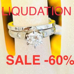 Engagement Ring Wedding Ring Set NATURAL DIAMONDS 💝 MOTHERS  DAY SALE -60% FIND ANOTHER AT THIS PRICE ILL GIVE IT FOR $400 LESS