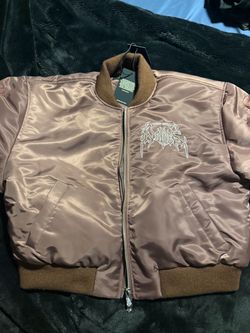 Satin Bomber Jacket with Graphic/embroidered Logo