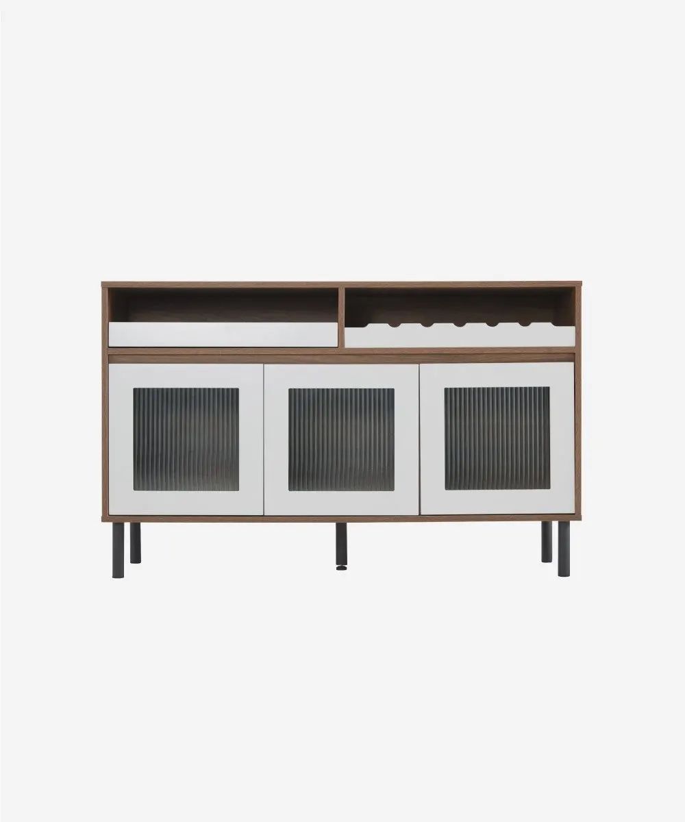 Sideboard Buffet Storage Cabinet - Dining Room Accent Cabinet with Glass Doors and Wine Rack, Modern Side Board with Shelves for Kitchen and Living Ro