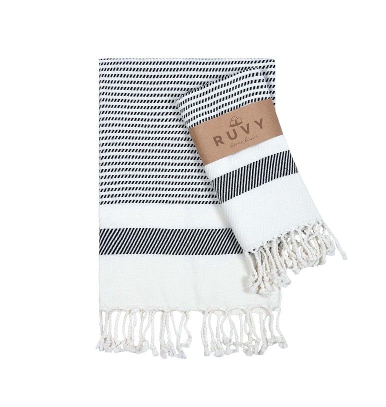 Turkish Cotton Hand Towels for Kitchen & Bathroom - 1 Pack - 18x40" - Black