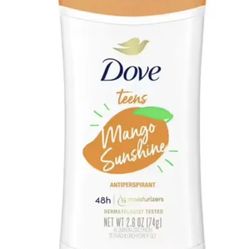 Dove Teens Long Lasting Women's Antiperspirant Deodorant Stick, Mango Sunshine, 2.6 oz