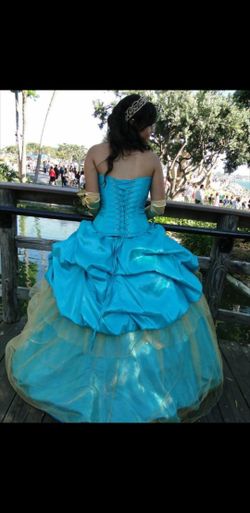 quinceniera/sweet 16 dress(Blue w/Gold)