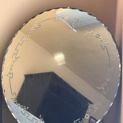 Antique Etched Round Mirror