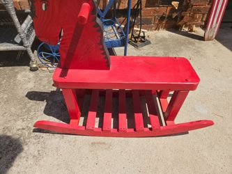 Vintage Red Wooden Rocking Horse