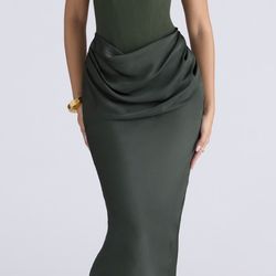 House Of CB Emerald Green Strapless Corset Maxi Dress