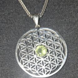 Moldavite Flower of Life Necklace