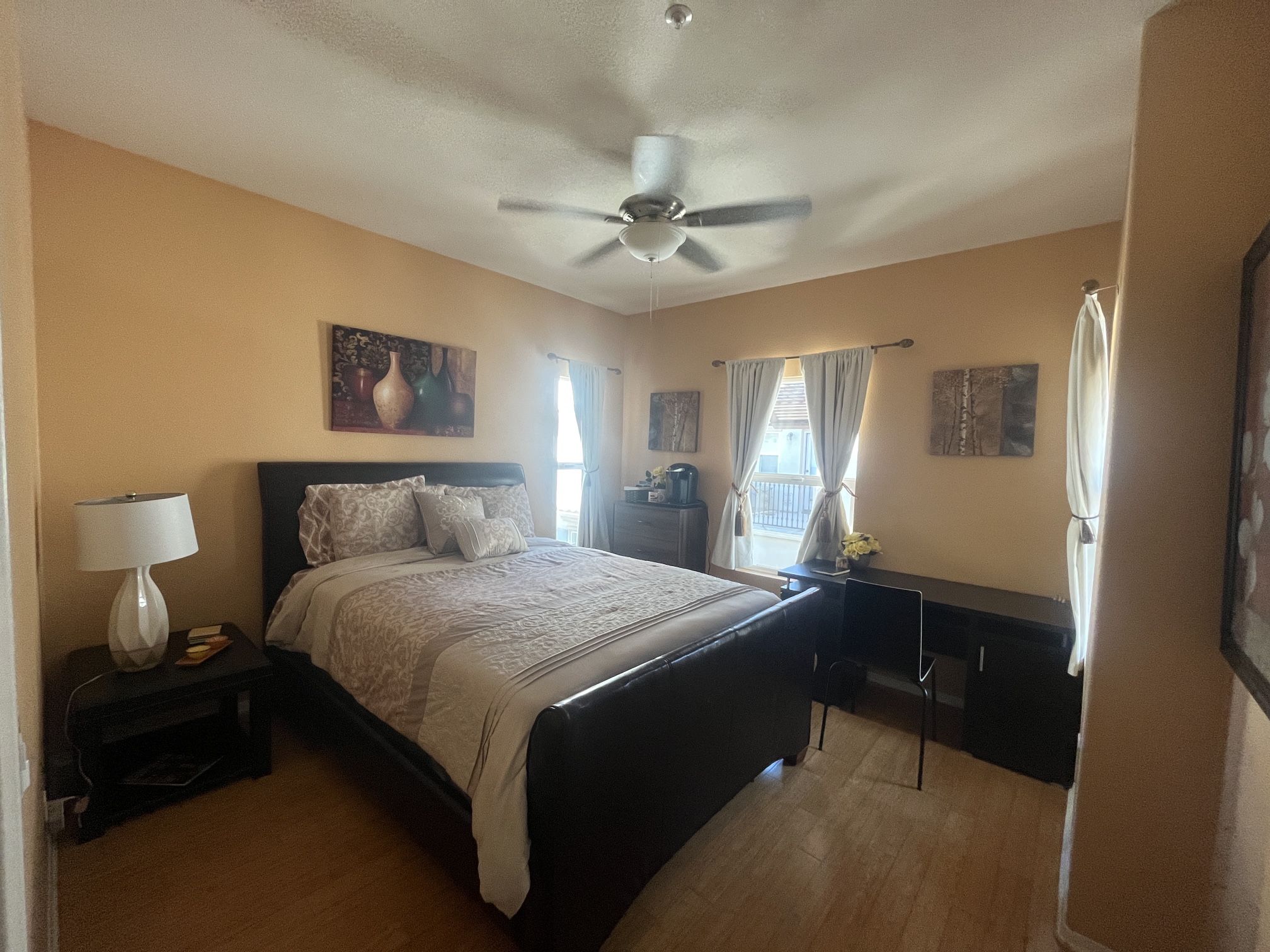 Brown Leather Bed Set