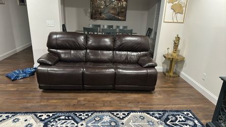 Reclining Leather Sofa With Power Headrests