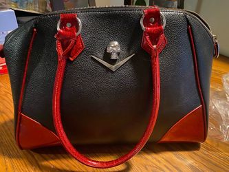 Lux de Ville Elvira Skull Tote Bag - Black & Red Sparkle