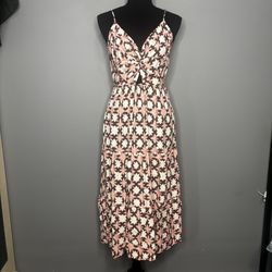 NWT LOFT Sunwashed Floral Twist Tiered Midi Dress, Size 8