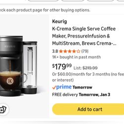 Keurig K-cream Coffee Machine- Unopened