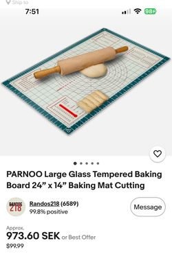 Glass Baking Mat with Measurements 24” x 14”
