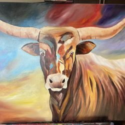 Original Oil Painting - Texas Longhorn 