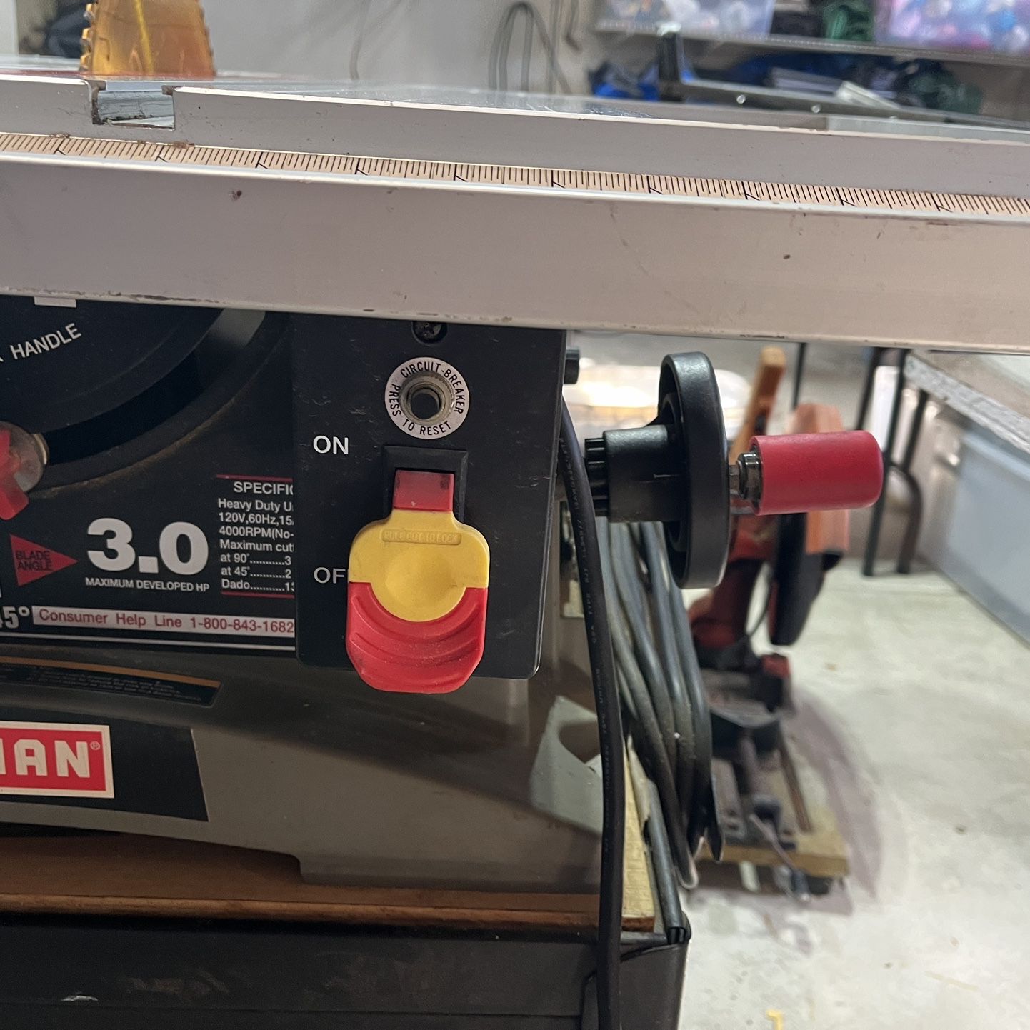 Like New 10 Inch Craftsman Table Saw price reduced 