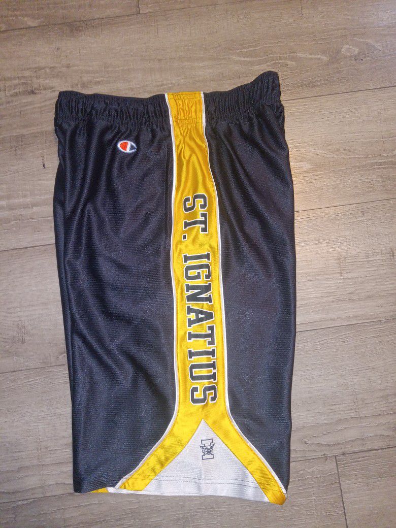 Champion Brand Mesh Basketball Shorts Size Medium Navy Blue And Yellow