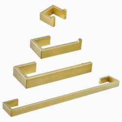 Hoimpro 4-piece Bathroom Accessory Set Brushed Gold New