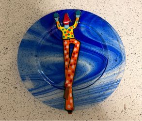Fused Art Glass 8in Plate Signed