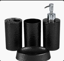 Ebern Designs Hammered Texture 4 Piece Bath Accessory Set