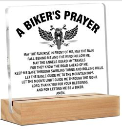 A Biker's Prayer Acrylic Plaque with Wood Stand