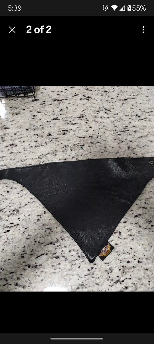 Harley Davidson Black Leather Bandana Neck Warmer