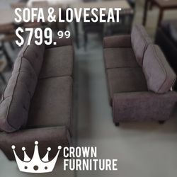 Grey Sofa and Loveseat 