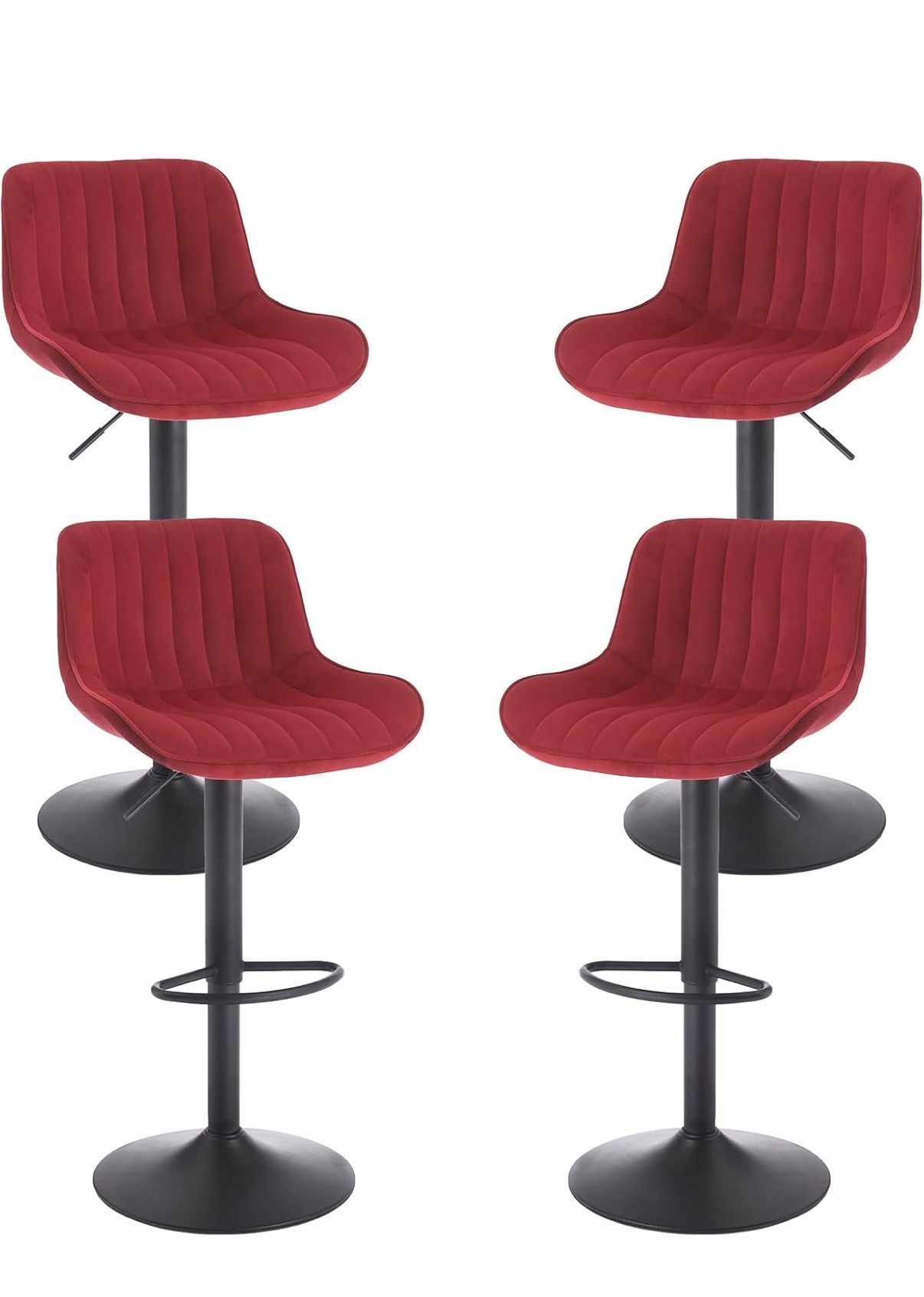 Red Velvet Set Of 4 Bar Stools‼️
