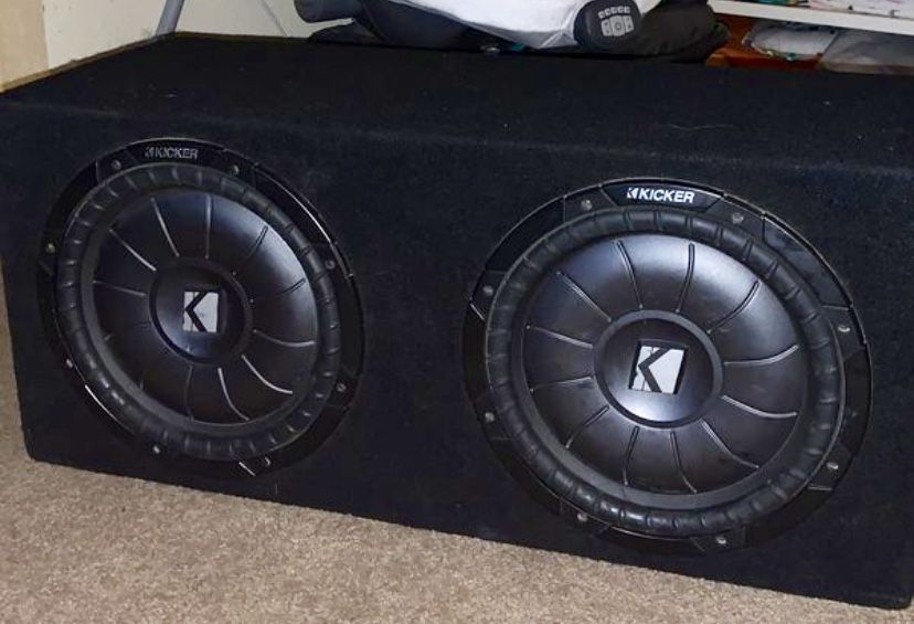 2 12” Kicker CVT stitched subs with box. (Non-ported)