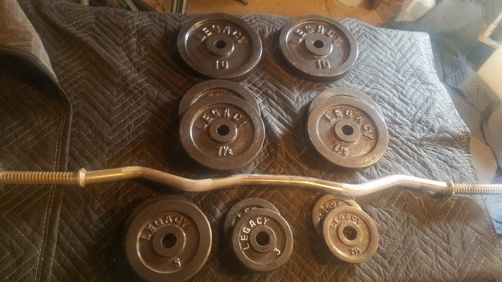 Weights with curl bar