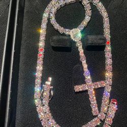 Lab Rosary Tennis Necklace