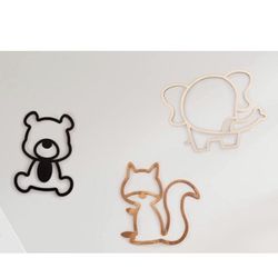 3 Pcs Geometric Safari Wall Decor with Glue Points, Wooden Animal Theme Wall Decor, Nursery Decor Jungle Wall Decor for Bedroom Playroom Toddl