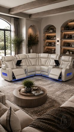 Reclining Sectional with Bluetooth speakers & LED lighting
