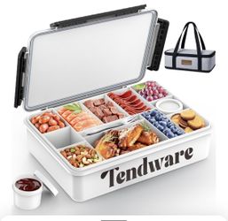 Chilled Portable Snackle Box Container with Reusable Ice Pack Bonus Insulated Bag 12 Compartment Divided